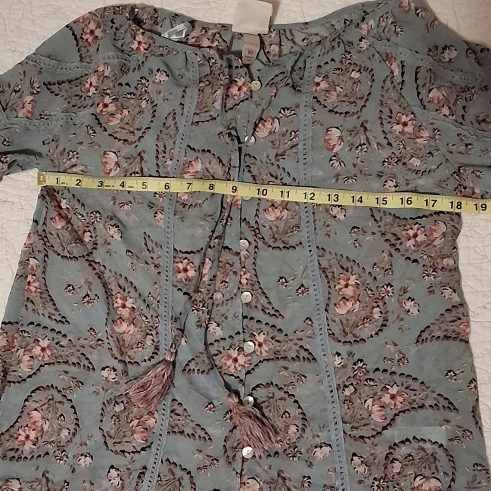 Knox Rose Sheer Blue Paisley Blouse - Picture 7 of 8